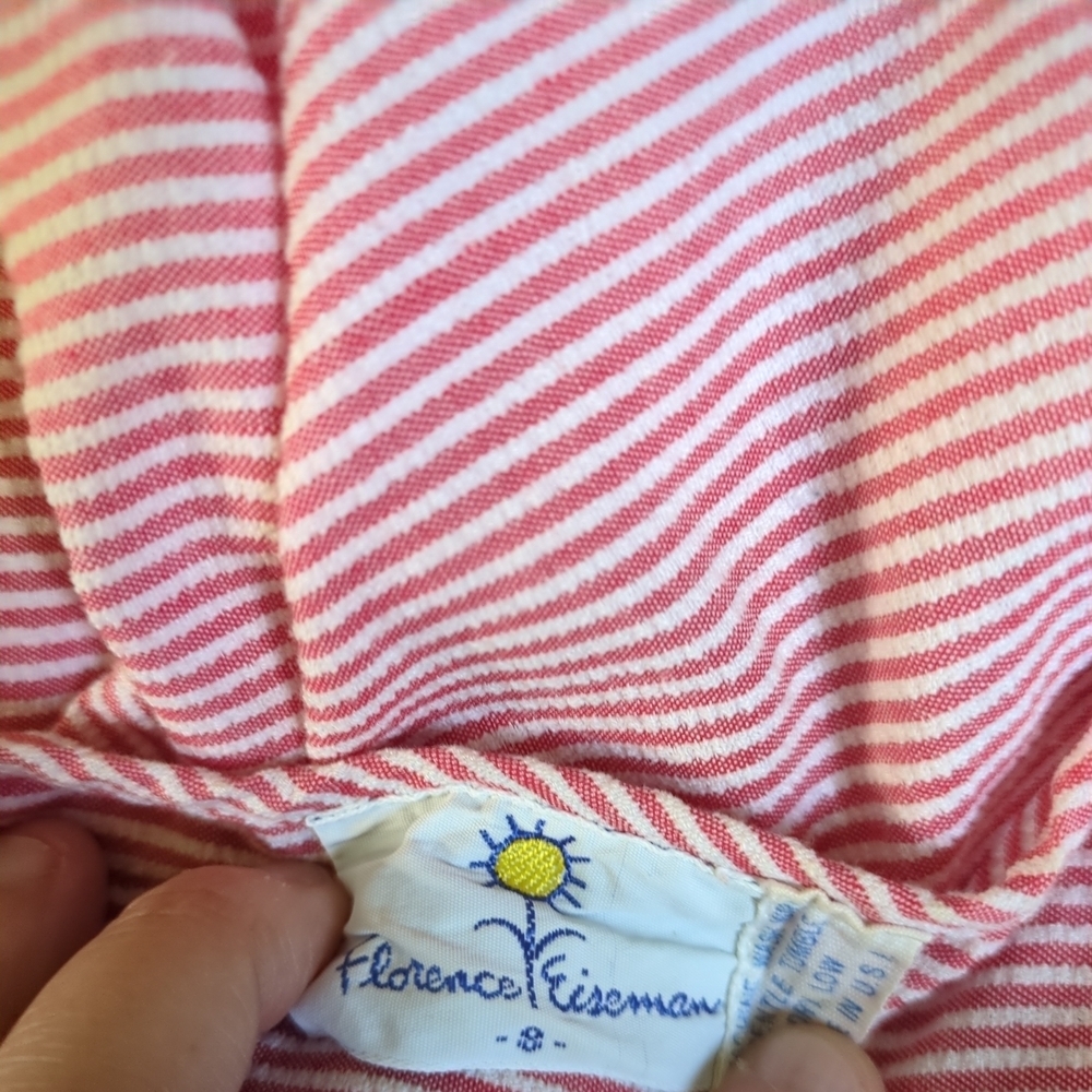Florence Eiseman Vintage Striped Seersucker Dress Tulip Girls‎ Size 8 - Picture 5 of 6
